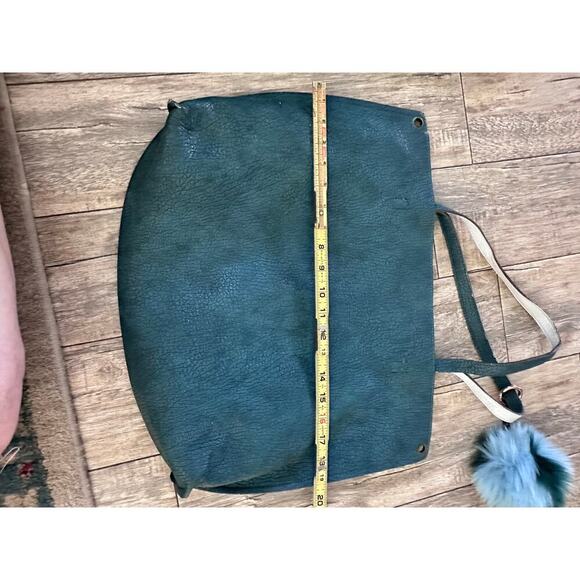 Free People Women's Teal Green Leather Shoulder Straps Tote Bag - Picture 3 of 12